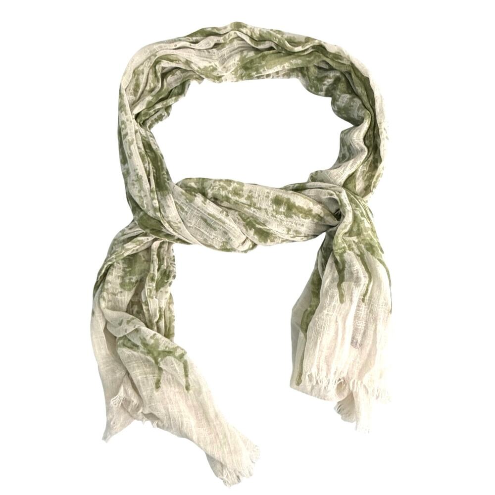 NWT Ten Thousand Villages splash drip print scarf green Made in India - Picture 6 of 6